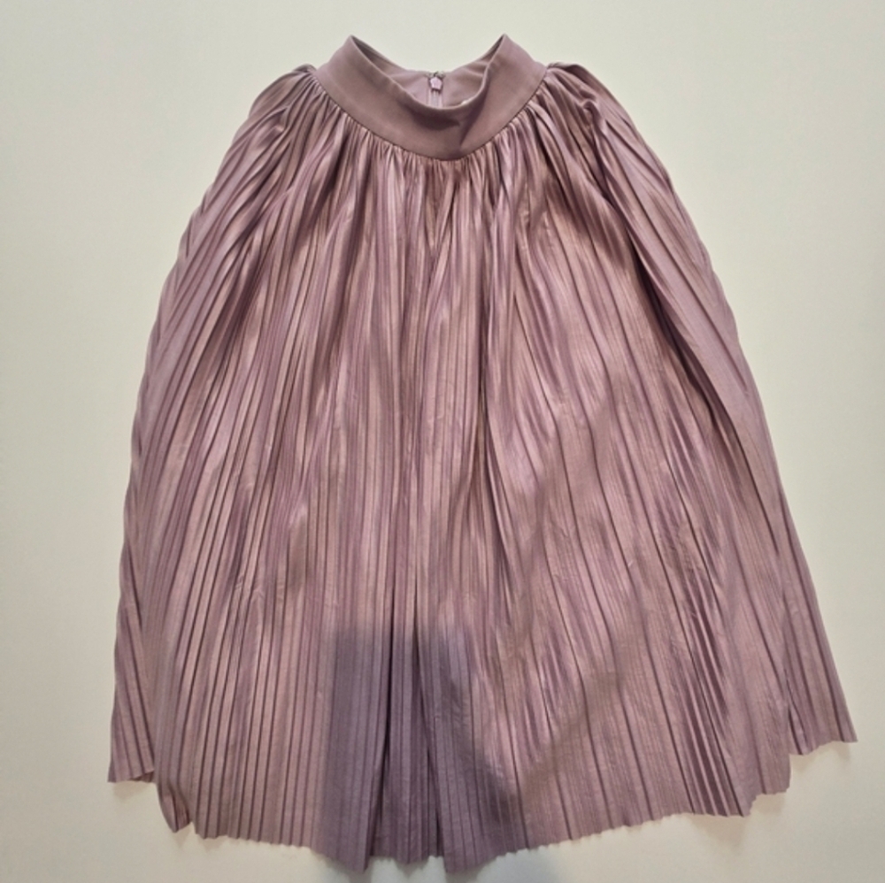 Atlein Mauve Plisse Top In Pink Turtleneck Sleeveless Size 4 - Picture 3 of 12